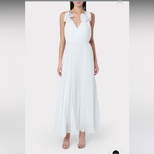 NWT MILLY Evie Pleated Maxi Dress, White Size 12